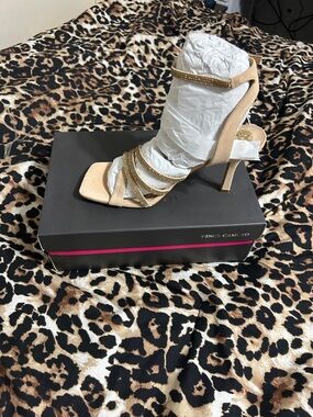 Vince Camuto Champagne Gold Strappy High Heel Sandal